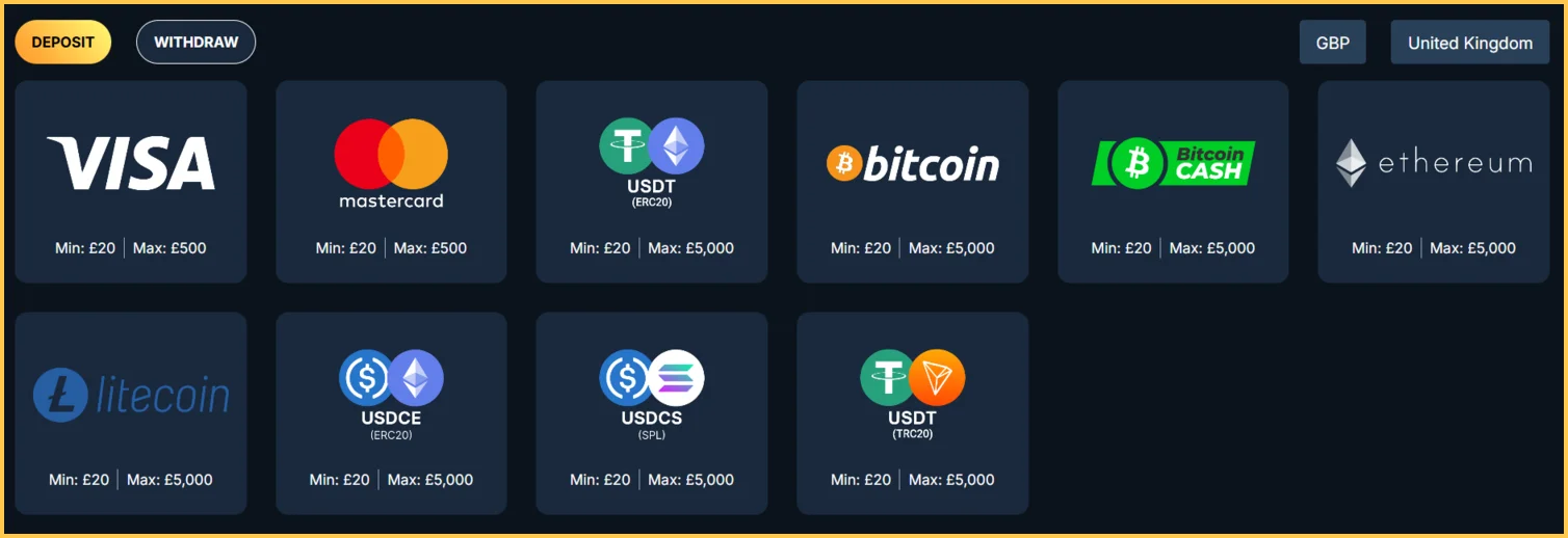 KaleoCasino UK Deposit Methods